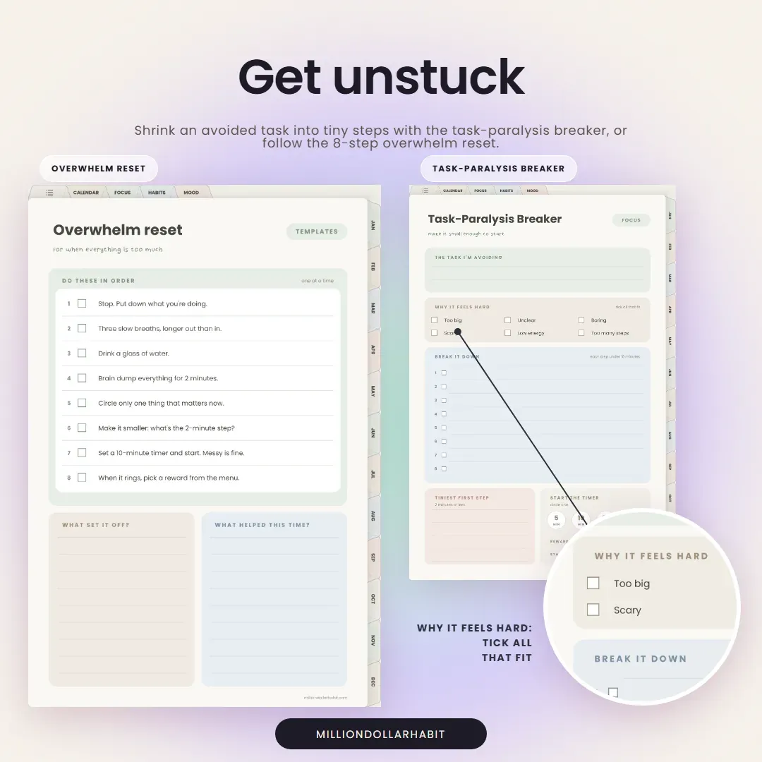 2027 Quiet Mind ADHD Planner: Get unstuck, with the task-paralysis breaker and the 8-step overwhelm reset