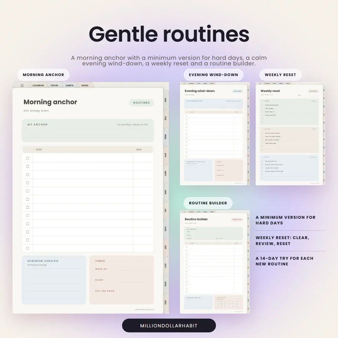 2027 Quiet Mind ADHD Planner: Gentle routines, with a morning anchor, an evening wind-down, a weekly reset and a routine builder