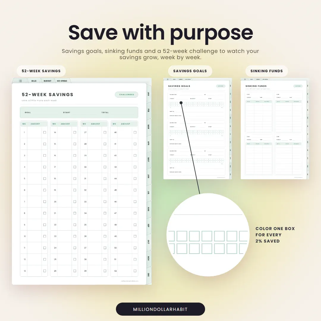 2027 Budget Planner: Save with purpose, with savings goals, sinking funds and a 52-week savings challenge