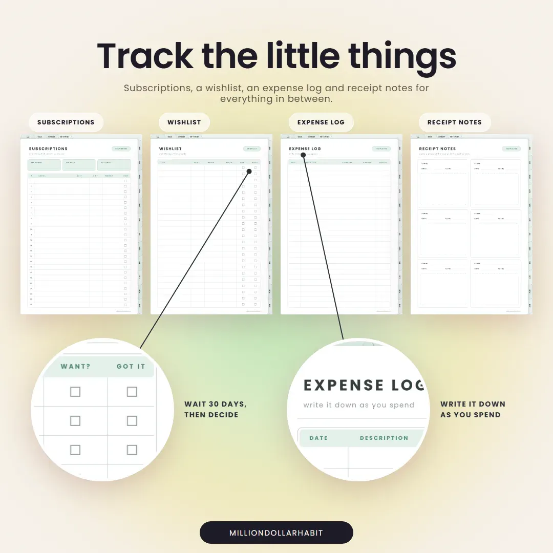 2027 Budget Planner: Track the little things, with subscriptions, a wishlist, an expense log and receipt notes