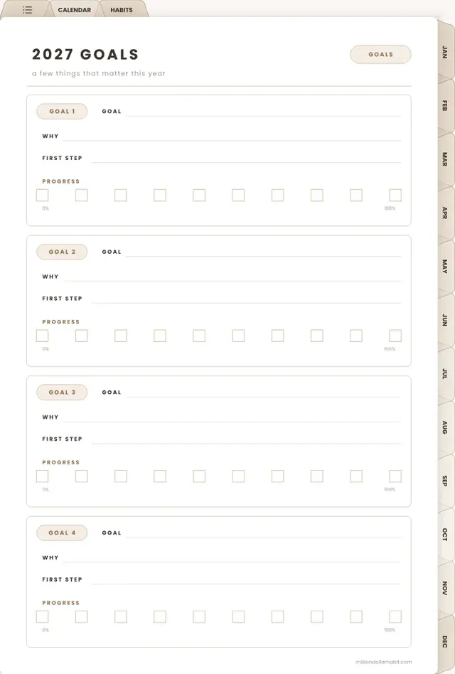 2027 goals page in the 2027 Daily Planner