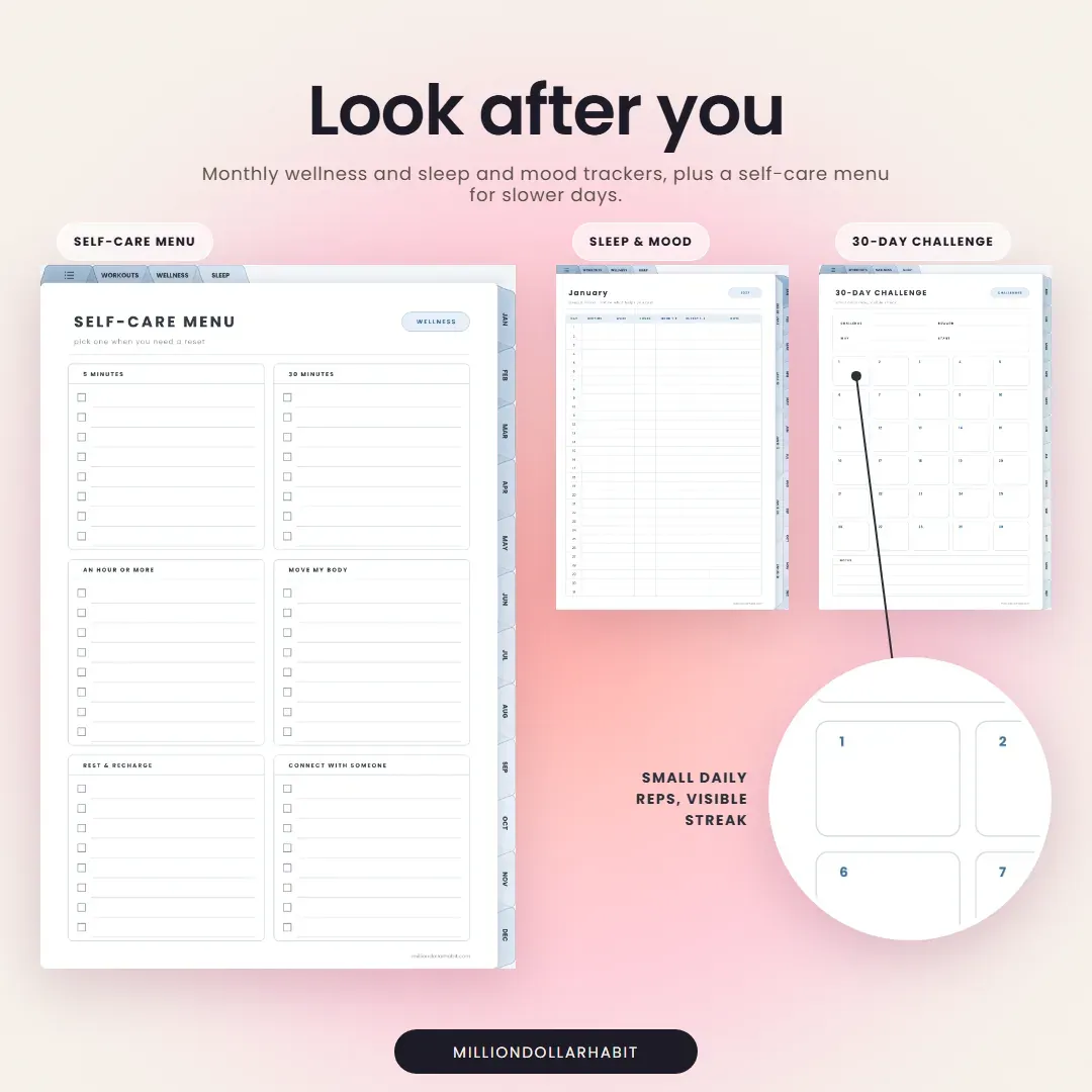 2027 Fitness & Wellness Planner: Look after you, with monthly wellness, sleep and mood trackers, a self-care menu and 30-day challenges