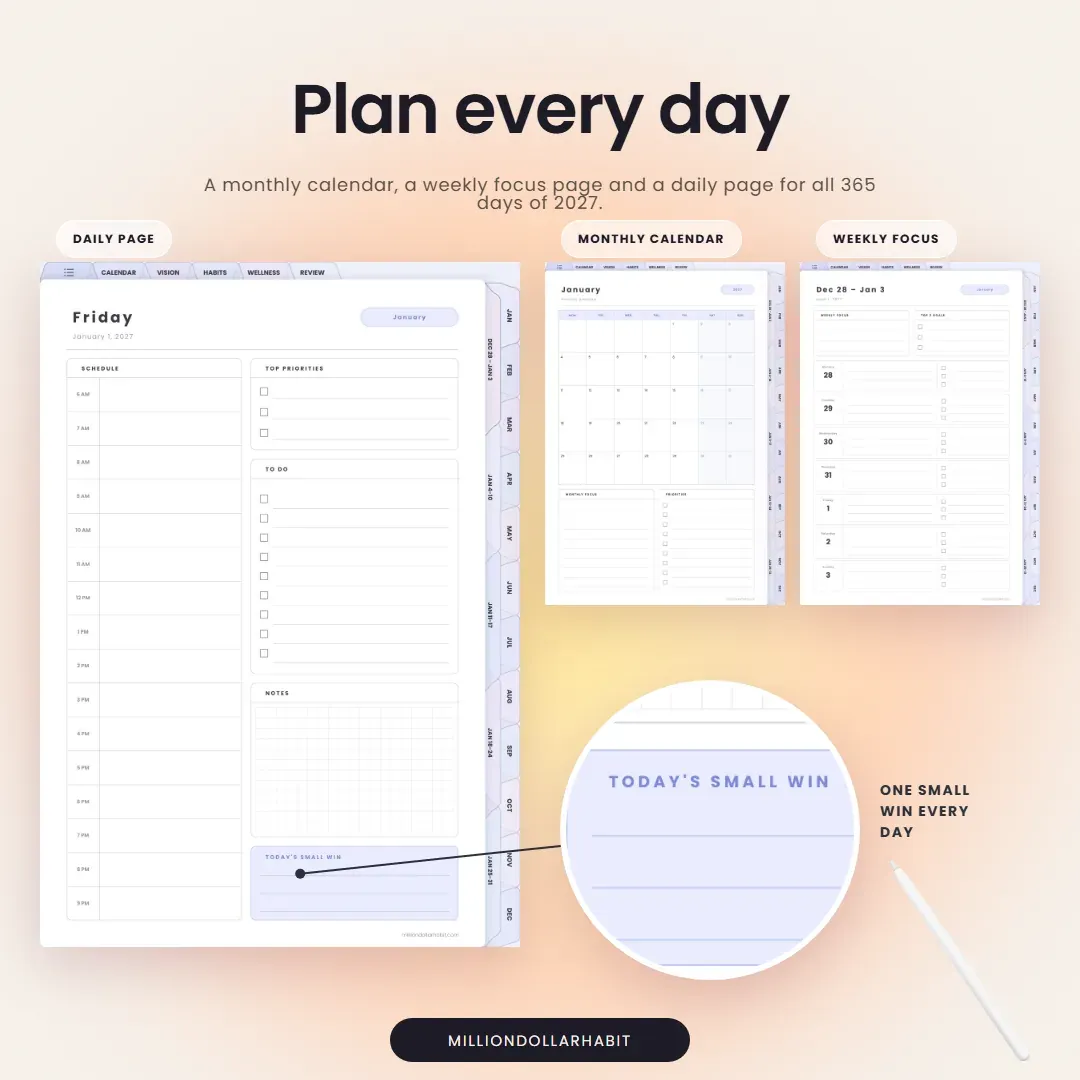 2027 Spark Planner: Plan every day, with a monthly calendar, a weekly focus page and a daily page with one small win