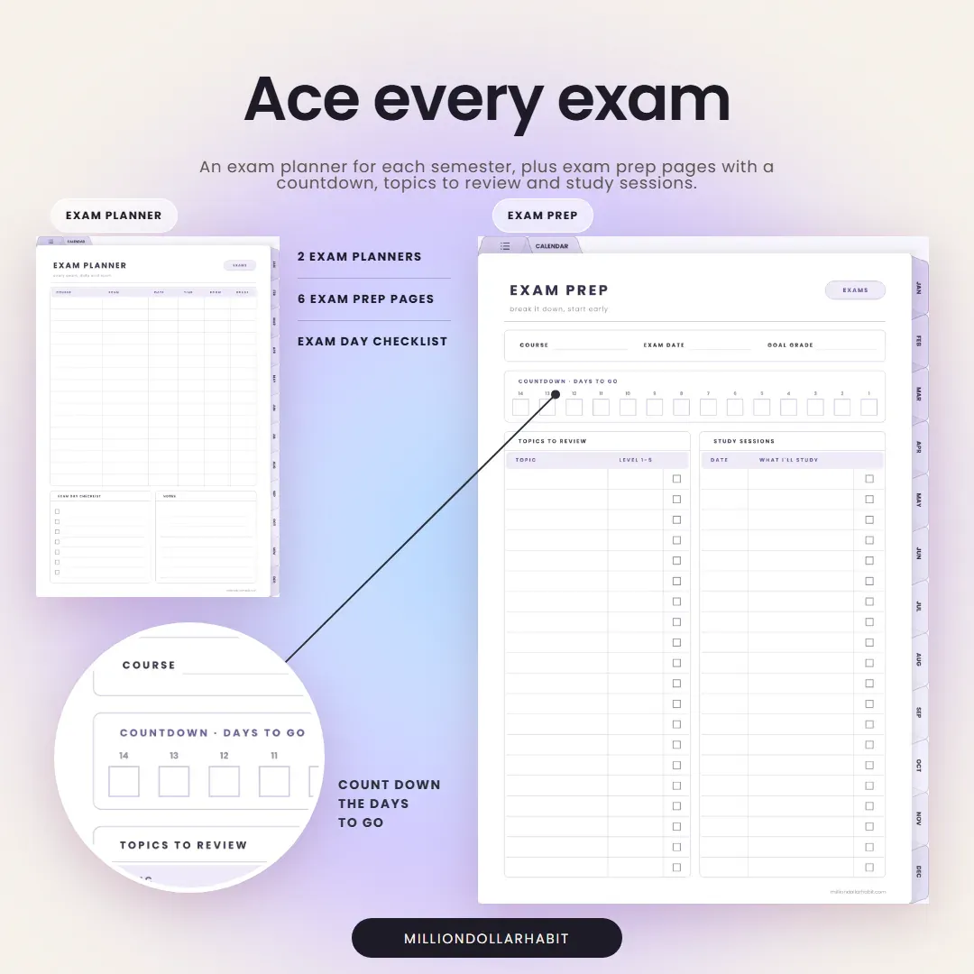 2027 Student Planner: Ace every exam, with an exam planner and exam prep pages with a countdown and topics to review