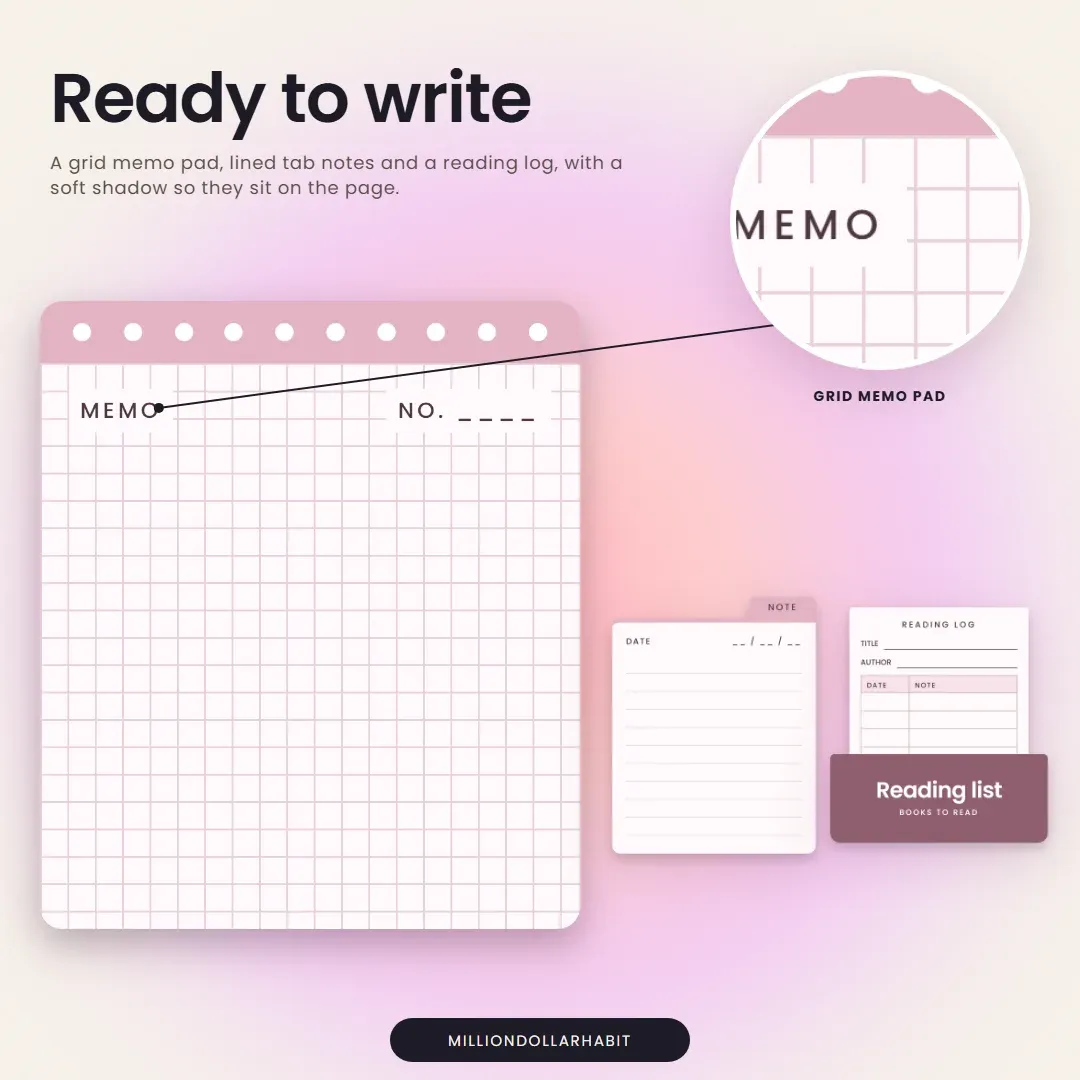 Desk Memo Sticker Kit up close