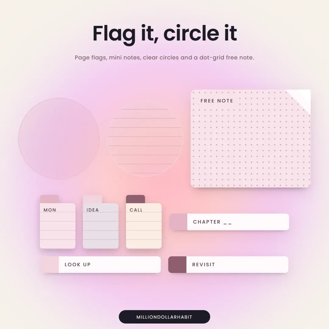Desk Memo Sticker Kit: Flag it, circle it