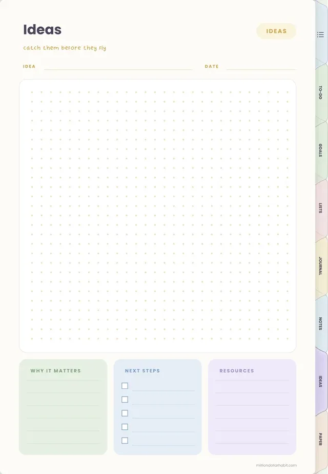 Ideas page in the Everyday Digital Notebook