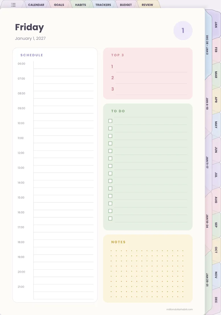 Daily page from the 2027 Life Planner