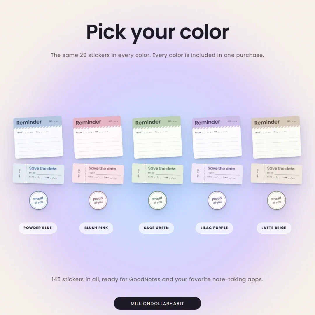 Labels & Notes Sticker Kit in all 5 colors