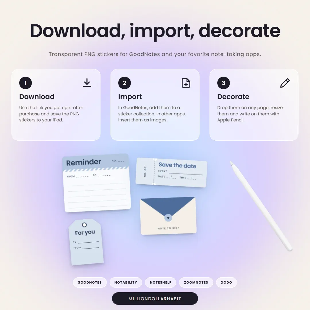 How to download and import the Labels & Notes Sticker Kit
