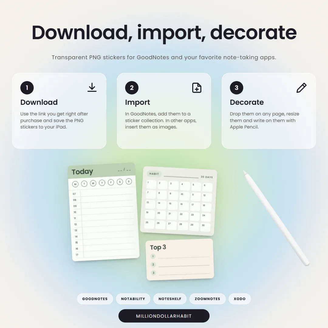 How to download and import the Plan & Track Sticker Kit